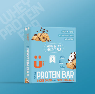 Cookie Dough with Dark Chocolate - Ubar - 20 Grams Protein in each 60 Grams Bar (Pack of 6, 360gm)